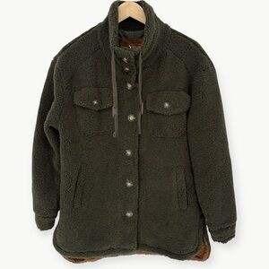 Koolaburra UGG Sherpa Longline Jacket Size XS Olive Green Oversized Cozy